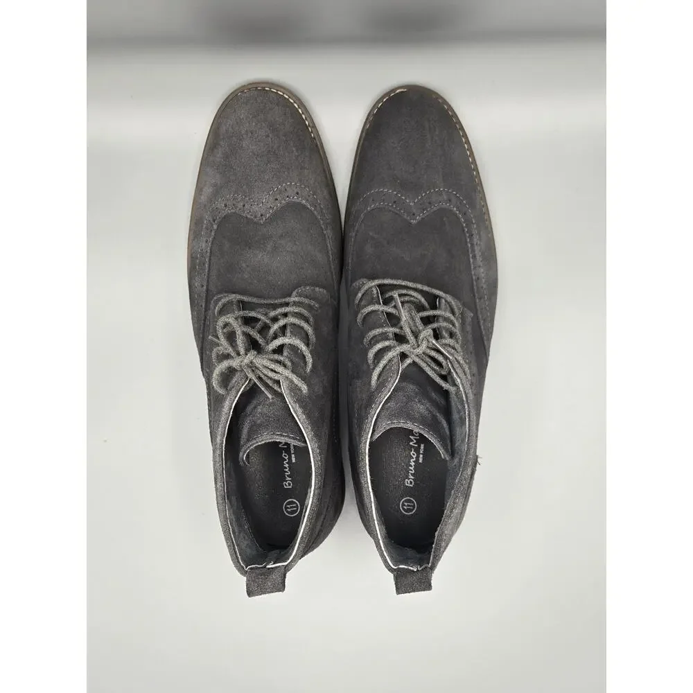 Bruno Marc Mens Grey Suede Wingtip Chukka Boots Lace Up Ankle Boots